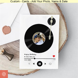 Cartão Vinyl Record Kids Photo Happy Birthday selfie