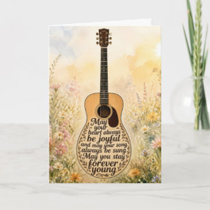 Cartão Violão Acústico de Aniversário com Texto Jovem par