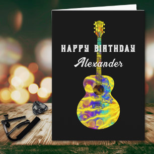 Cartão Violão Acústico Personalizado Feliz Aniversário