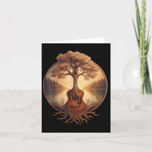 Cartão Violão Árvore Lago Guitarrista Música Country 