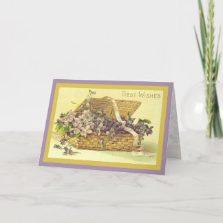 Cartão Violet Best Wopes Vintage Floral