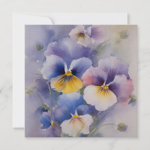 Cartão Violet Pansy Estilo Aquarela Olá Simpatia
