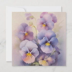 Cartão Violet Pansy Estilo Aquarela Pensando em Você