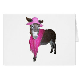 Cartão Violeta o burro vestido a rosa