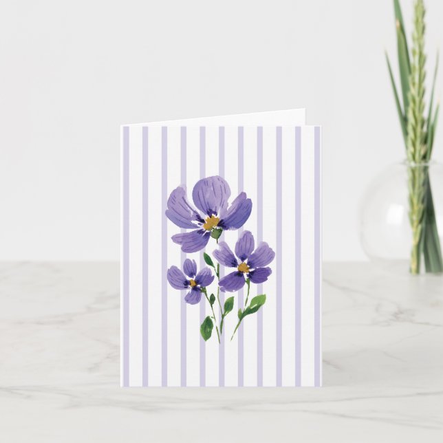 Cartão Violetas pintadas com bonito Aquarela (Frente)