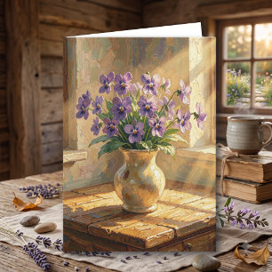 Cartão Violetas Roxas Só Dizendo Olá Pensando em Você
