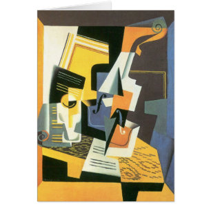Cartão Violino e Copo de Juan Gris, Cubismo Vintage