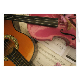 Cartão Violino Rosa e Violão