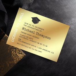 Cartão VIP de Festa de Formatura Preto e Dourado