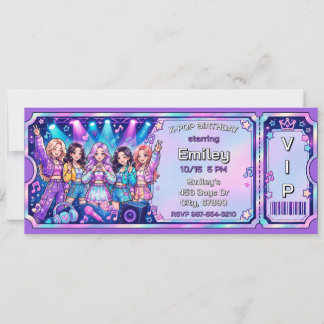 Cartão VIP de Passagem de K-Pop Roxo para Show de
