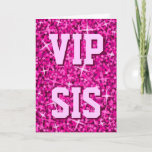 Cartão 'VIP SIS' de Feliz Aniversário Glitz Rosa<br><div class="desc">Cartão de saudação com um design moderno impresso com estrelas espalhadas sobre um plano de fundo estilizado de "aparência de sequin" e 'VIP SIS' escrito em tons de rosa. Um design personalizável para você personalizar com seu próprio texto, imagens e ideias. Observe que esta é uma imagem de arte digital...</div>