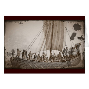 Cartão Viquingues em um Longboat