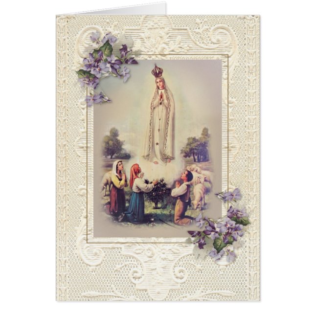 Cartão Virgem Abençoada Maria Immaculada Fátima do Coraçã (Frente)