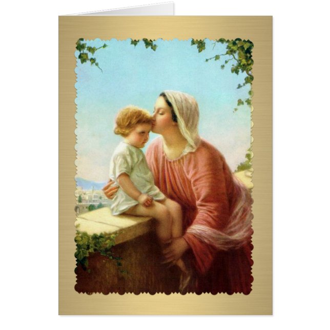 Cartão Virgem Abençoada Maria Jesus Religião Católica (Frente)