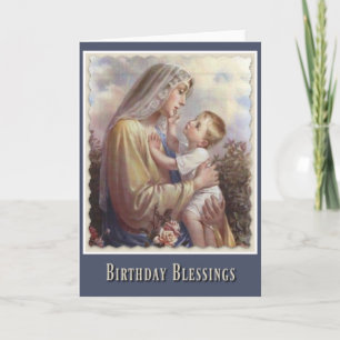 Cartão Virgem Abençoada Mary Criança Rosas Jesus