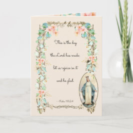 Cartão Virgem Abençoada Religiosa Mary Floral Vintage