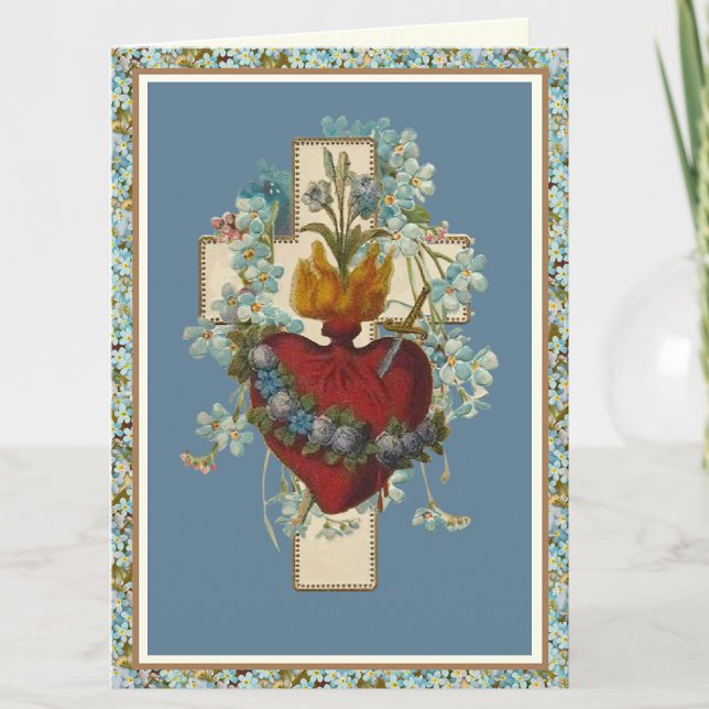 Cartão Virgem Cardíaca Imaculada Mary Floral Cross (Criador carregado)