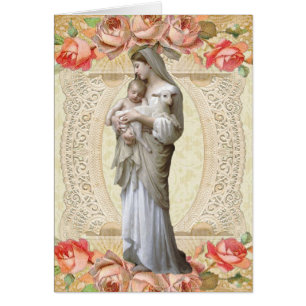 Cartão Virgem Católica Mary Obrigado Oração Funeral