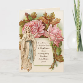Cartão Virgem Católica Mary Rosary Vintage Floral