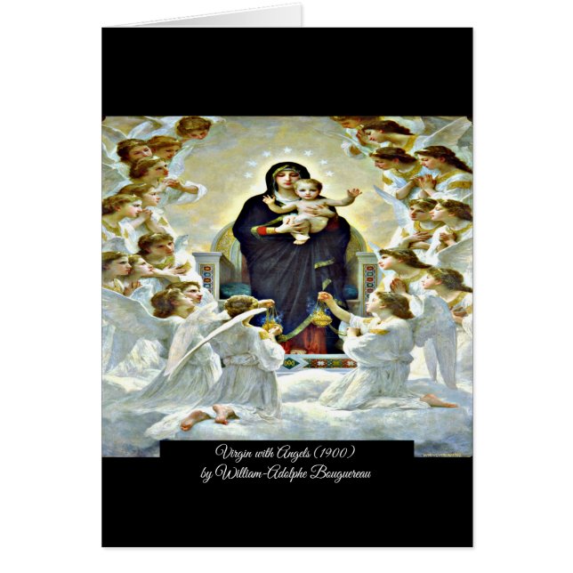 Cartão Virgem com Angels Bouguereau (Frente)