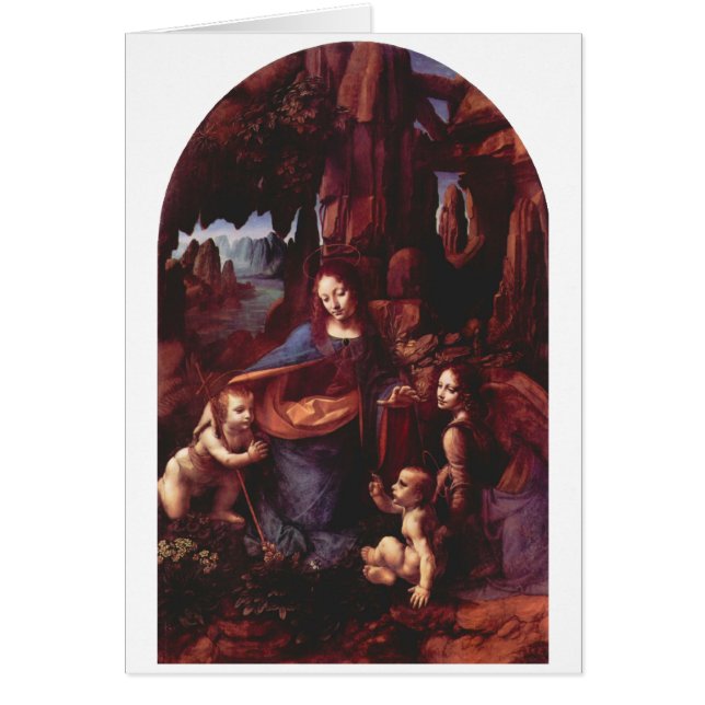 Cartão Virgem das Rochas de Leonardo da Vinci (Frente)