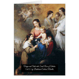 Cartão Virgem e Criança com Santo