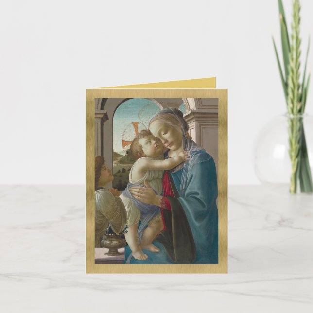 Cartão Virgem e Criança com um Anjo - Botticelli Holida (Frente)