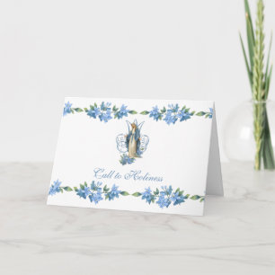 Cartão Virgem Maria Católica Floral Religiosa Vintage