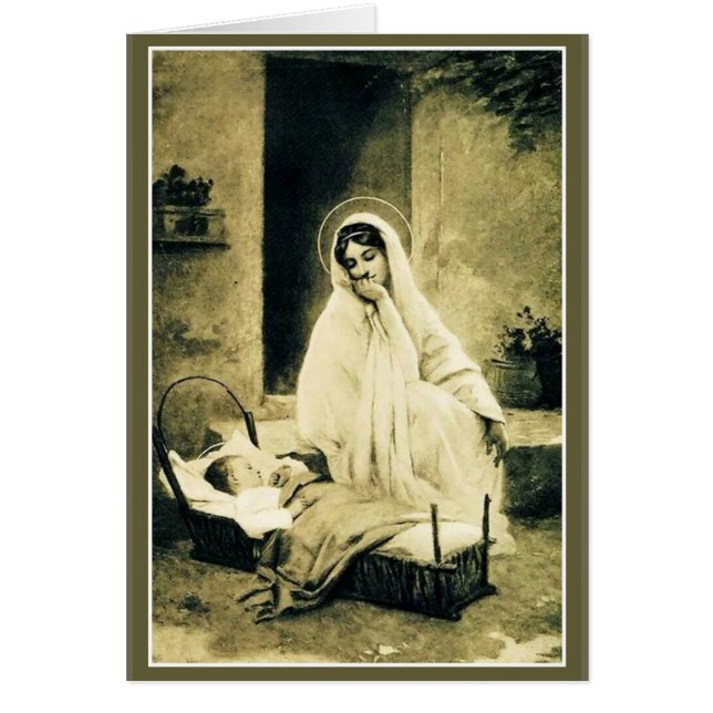 Cartão Virgem Maria com a ucha de Jesus da criança (Frente)