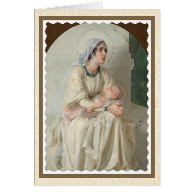 Cartão Virgem Maria com Criança Jesus dormindo (Frente)