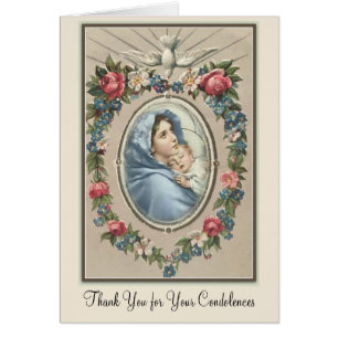 Cartão Virgem Maria  Condolências Católicas Agradecimento