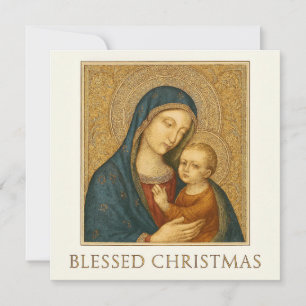 Cartão Virgem Maria e Menino Jesus abençoados no Natal