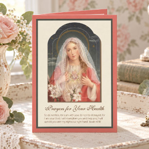 Cartão Virgem Maria Floral Escritura Vintage