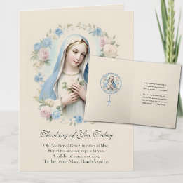 Cartão Virgem Maria Floral Pensamento de Você Oração