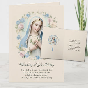 Cartão Virgem Maria Floral Pensamento de Você Oração