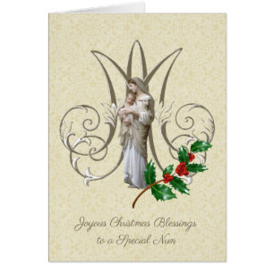 Cartão Virgem Maria Jesus Lamb freira religiosa católica