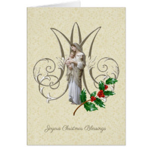 Cartão Virgem Maria Jesus Lamb Vintage religiosa católica