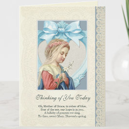 Cartão Virgem Maria Jesus Pensando em sua oração