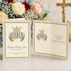 Cartão Virgem Maria Jesus Religioso Católico Floral