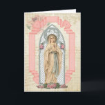 Cartão Virgem Maria Lourdes Aniversário Católico<br><div class="desc">Esta é uma bela imagem vintage personalizada da Virgem Abençoada Maria,  Nossa Senhora de Lourdes,  também chamada Nossa Senhora do Rosário. 
Todo o texto e as fontes podem ser modificados.</div>