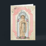 Cartão Virgem Maria Lourdes Aniversário Católico<br><div class="desc">Esta é uma bela imagem vintage personalizada da Virgem Abençoada Maria,  Nossa Senhora de Lourdes,  também chamada Nossa Senhora do Rosário. 
Todo o texto e as fontes podem ser modificados.</div>