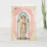 Cartão Virgem Maria Lourdes Aniversário Católico<br><div class="desc">Esta é uma bela imagem vintage personalizada da Virgem Abençoada Maria,  Nossa Senhora de Lourdes,  também chamada Nossa Senhora do Rosário. 
Todo o texto e as fontes podem ser modificados.</div>