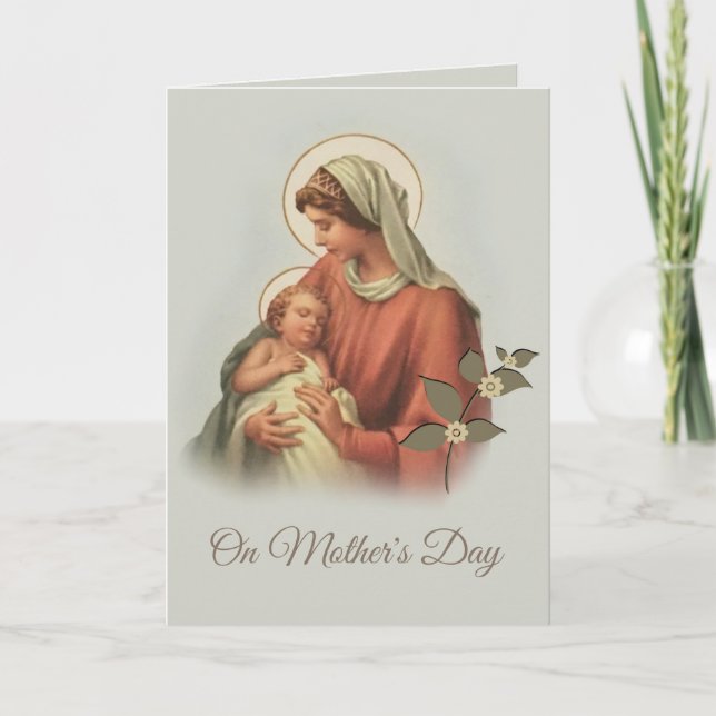 Cartão Virgem Maria Mãe Menino Jesus (Frente)