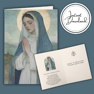 Cartão Virgem Maria Rezando Religiosa Católica