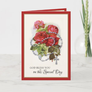 Cartão Virgem Maria Rosária de Aniversário Religiosa Ro