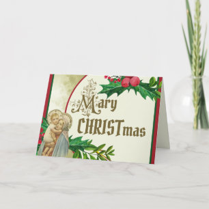 Cartão Virgem Religiosa Católica Mary Bebê Jesus Holly