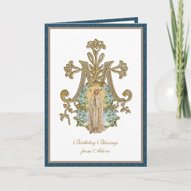 Cartão Virgem Religiosa Elegante Mary Fatima Card (Frente)