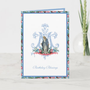 Cartão Virgem Religiosa Elegante Mary Floral Card