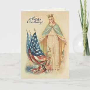 Cartão Virgem Religiosa Mary Flag Aprecio de Aniversário