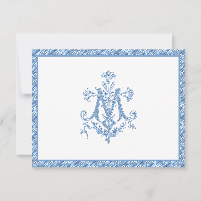 Cartão Virgem Religiosa Mary Marian Blue M Lily (Frente)